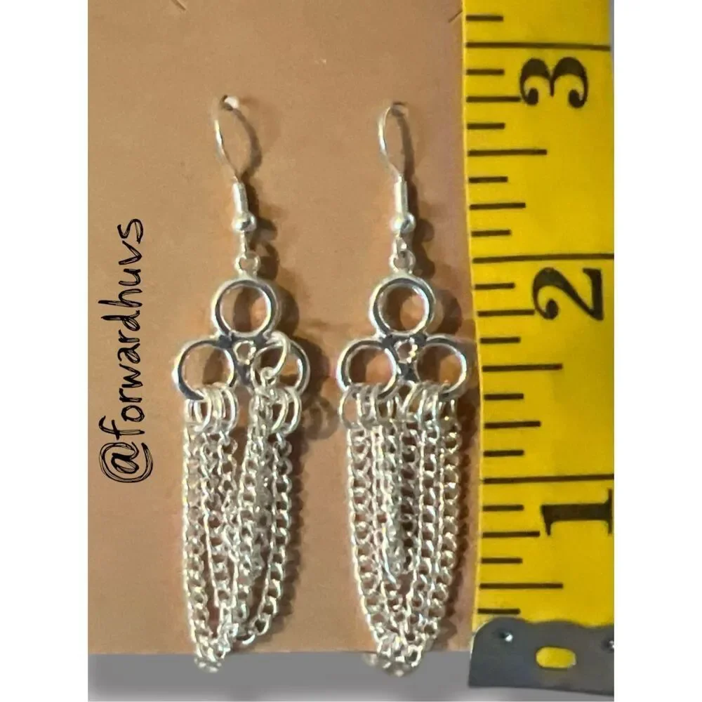 Silver Tone Chain Dangle Earrings – 3 Inch